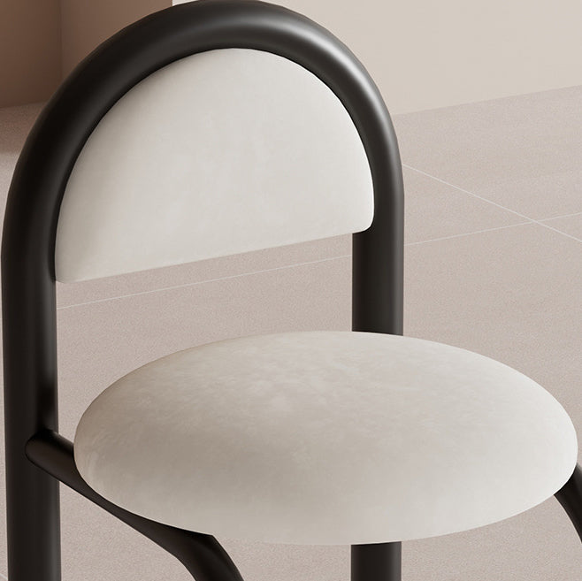 Contemporary Nordic Round Upholstered Velvet Metal Frame Dining Chair For Dining Room