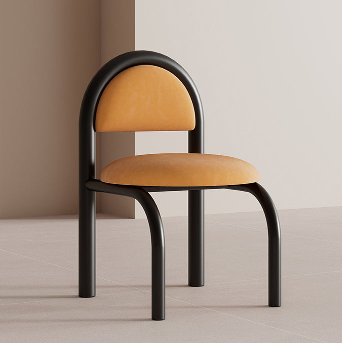 Contemporary Nordic Round Upholstered Velvet Metal Frame Dining Chair For Dining Room
