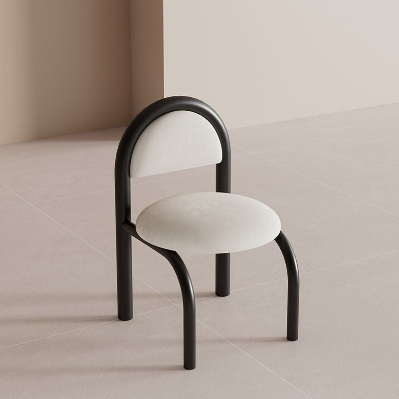 Contemporary Nordic Round Upholstered Velvet Metal Frame Dining Chair For Dining Room