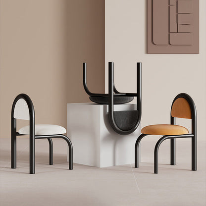 Contemporary Nordic Round Upholstered Velvet Metal Frame Dining Chair For Dining Room