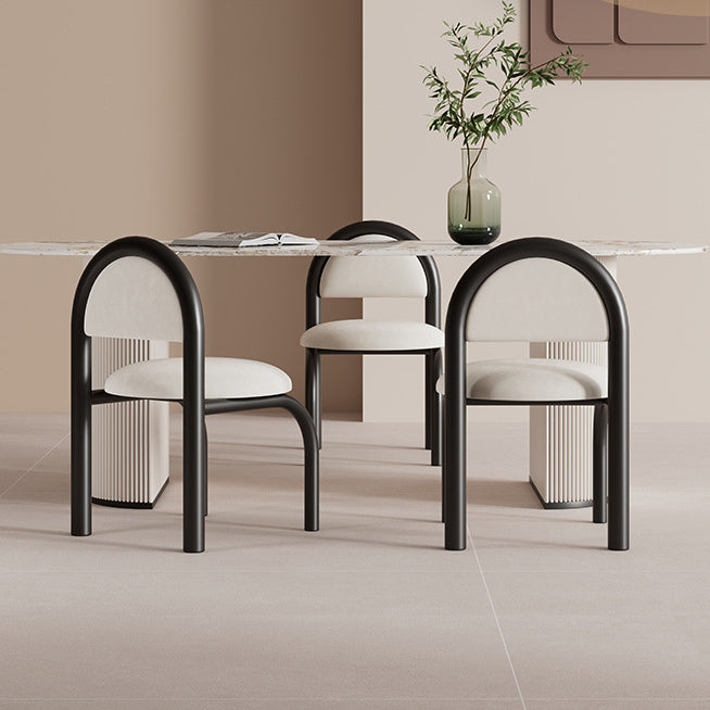 Contemporary Nordic Round Upholstered Velvet Metal Frame Dining Chair For Dining Room