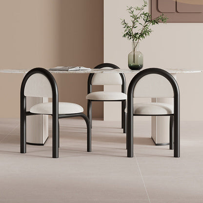 Contemporary Nordic Round Upholstered Velvet Metal Frame Dining Chair For Dining Room