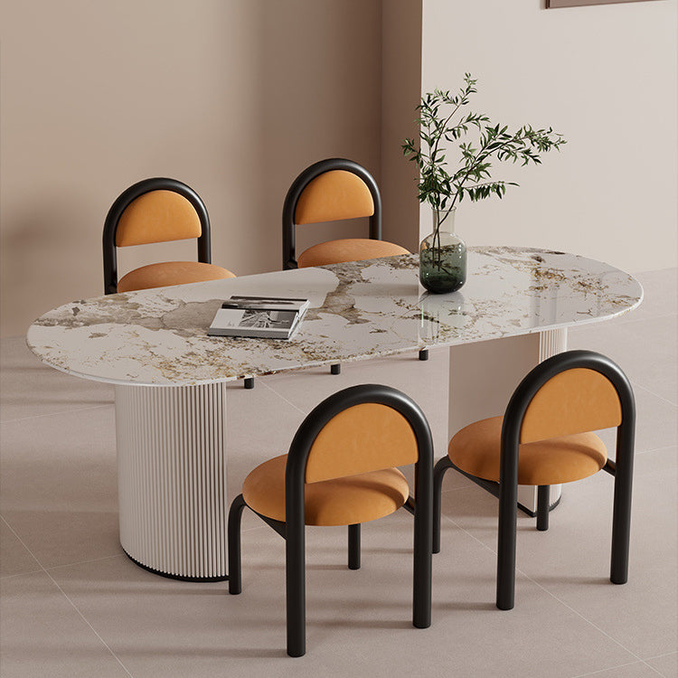 Contemporary Nordic Round Upholstered Velvet Metal Frame Dining Chair For Dining Room