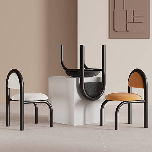 Contemporary Nordic Round Upholstered Velvet Metal Frame Dining Chair For Dining Room