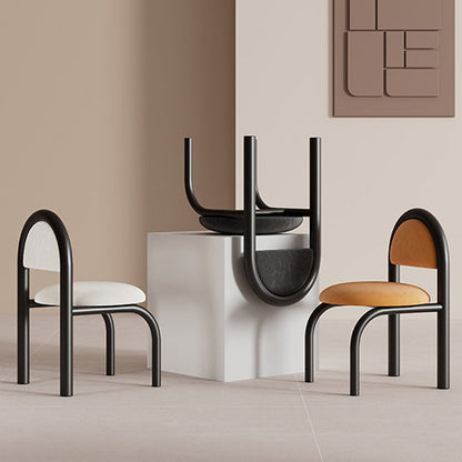 Contemporary Nordic Round Upholstered Velvet Metal Frame Dining Chair For Dining Room