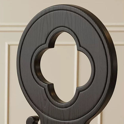 Traditional French Round Clover Backrest Square Upholstered Fabric Wood Vanity Stool For Bedroom