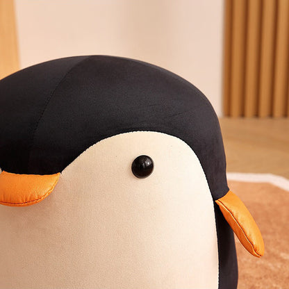 Contemporary Creative Kids Penguin Velvet Solid Wood Low Stool For Living Room
