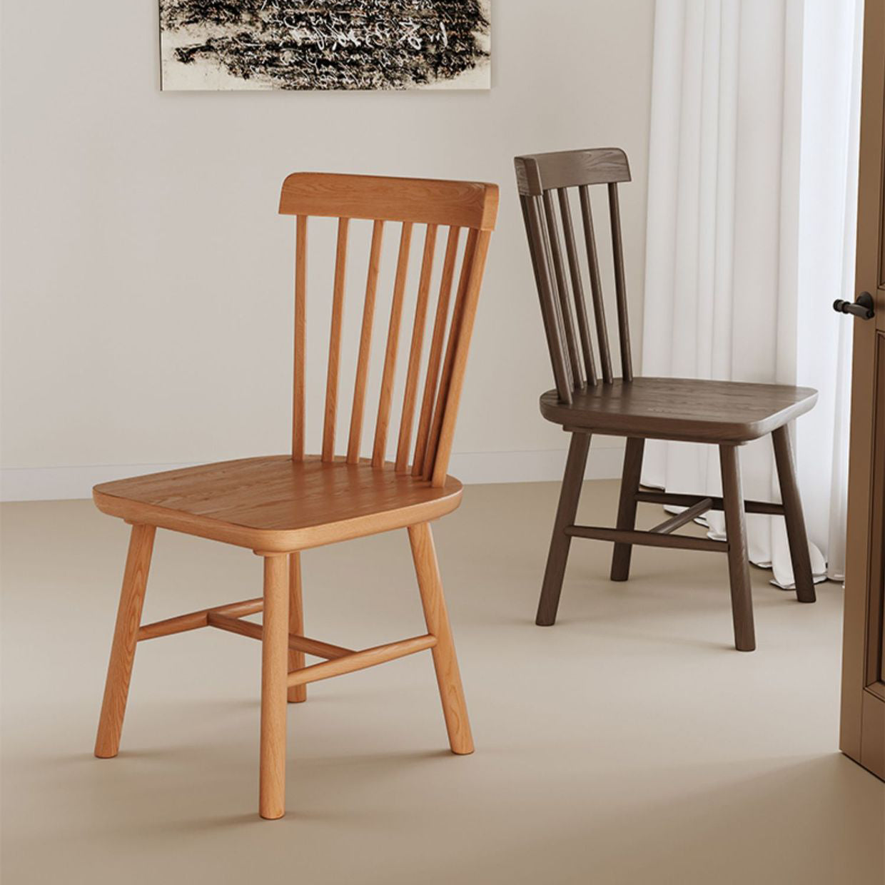 Modern Minimalist Square Solid Wood Dining Chair Backrest For Dining Room