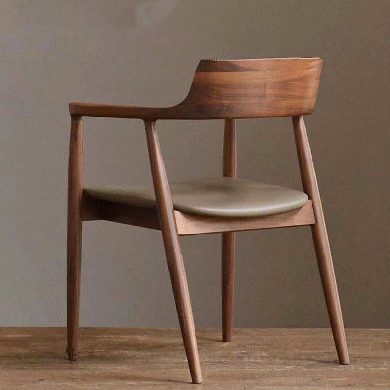 Modern Minimalist Square PU Leather Software Wood Frame Dining Chair For Backrest Armrest For Dining Room