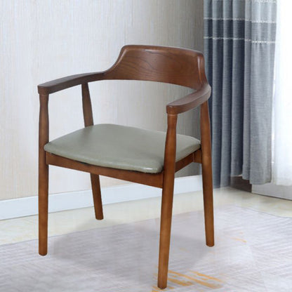 Modern Minimalist Square PU Leather Software Wood Frame Dining Chair For Backrest Armrest For Dining Room