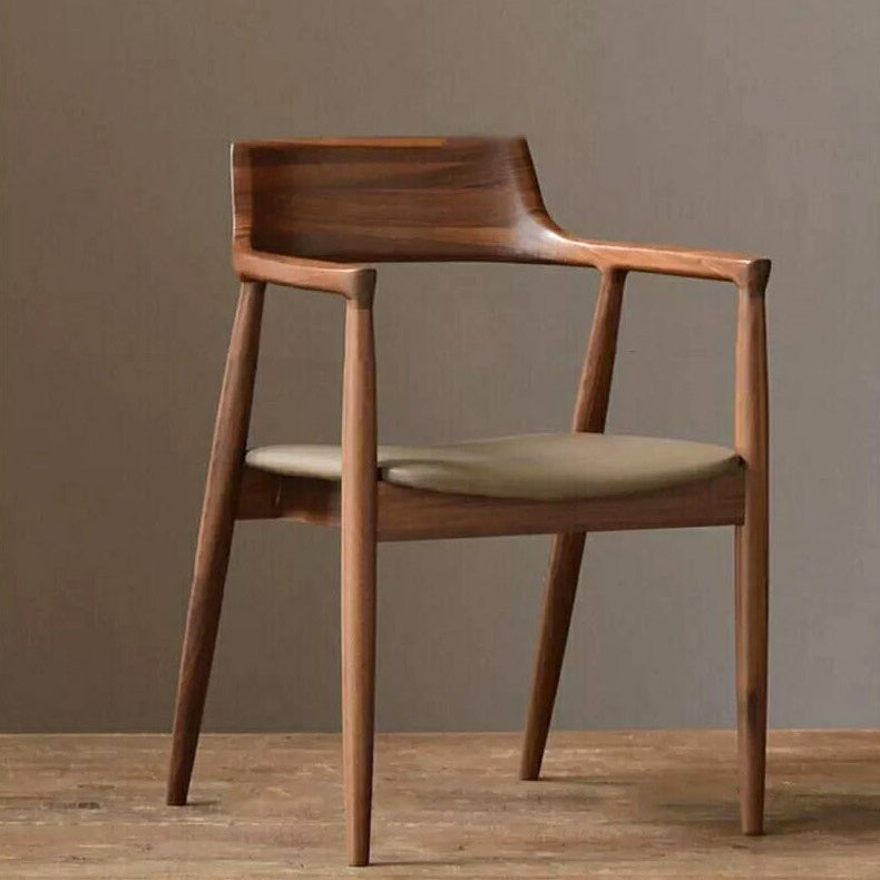 Modern Minimalist Square PU Leather Software Wood Frame Dining Chair For Backrest Armrest For Dining Room