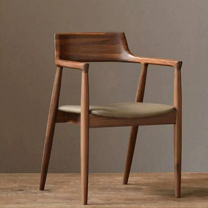 Modern Minimalist Square PU Leather Software Wood Frame Dining Chair For Backrest Armrest For Dining Room