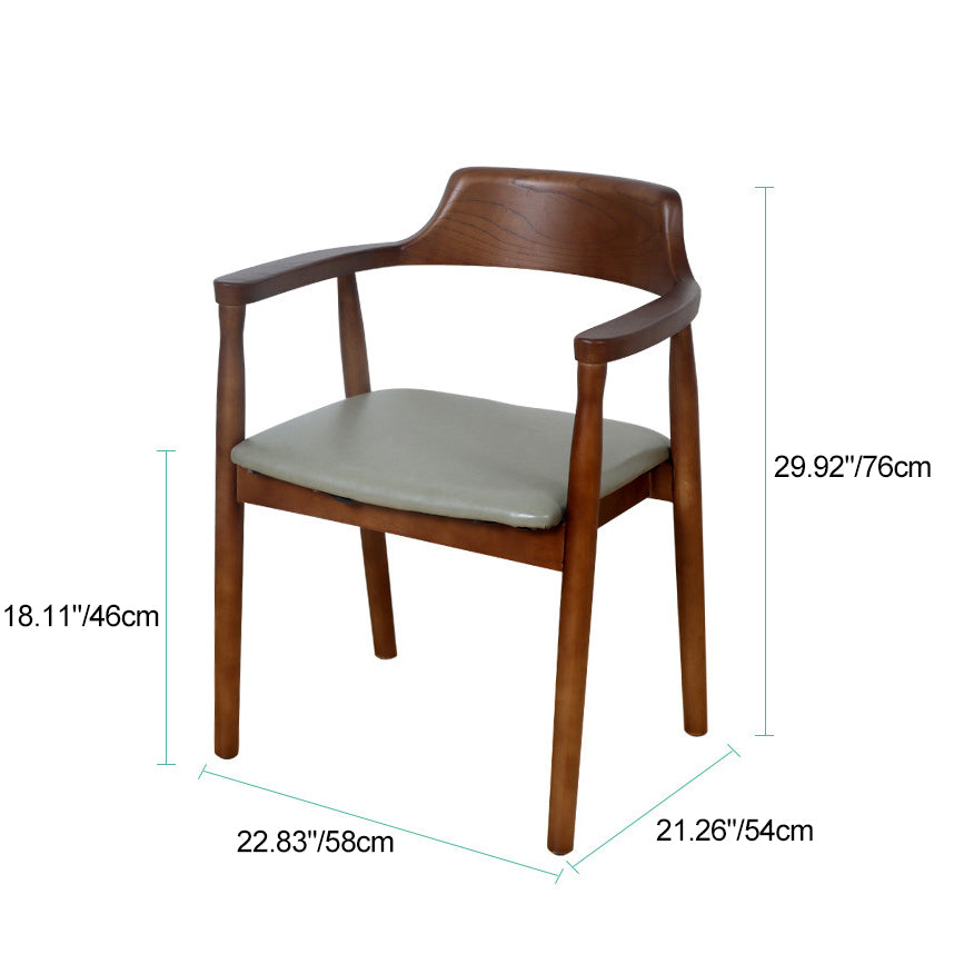 Modern Minimalist Square PU Leather Software Wood Frame Dining Chair For Backrest Armrest For Dining Room