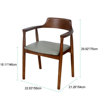 Modern Minimalist Square PU Leather Software Wood Frame Dining Chair For Backrest Armrest For Dining Room