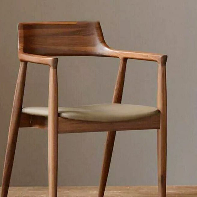 Modern Minimalist Square PU Leather Software Wood Frame Dining Chair For Backrest Armrest For Dining Room