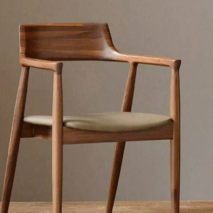 Modern Minimalist Square PU Leather Software Wood Frame Dining Chair For Backrest Armrest For Dining Room