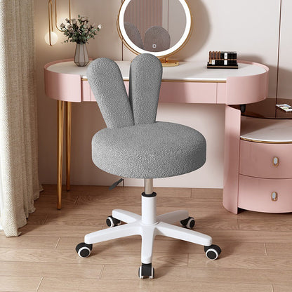 Contemporary Creative Round Rabbit Shape Backrest Lambswool Metal Frame Vanity Stool For Bedroom