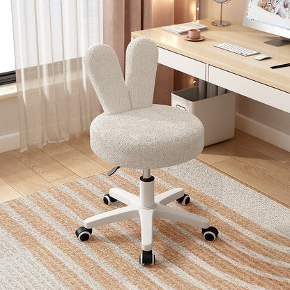 Contemporary Creative Round Rabbit Shape Backrest Lambswool Metal Frame Vanity Stool For Bedroom