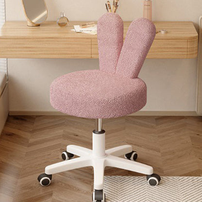 Contemporary Creative Round Rabbit Shape Backrest Lambswool Metal Frame Vanity Stool For Bedroom