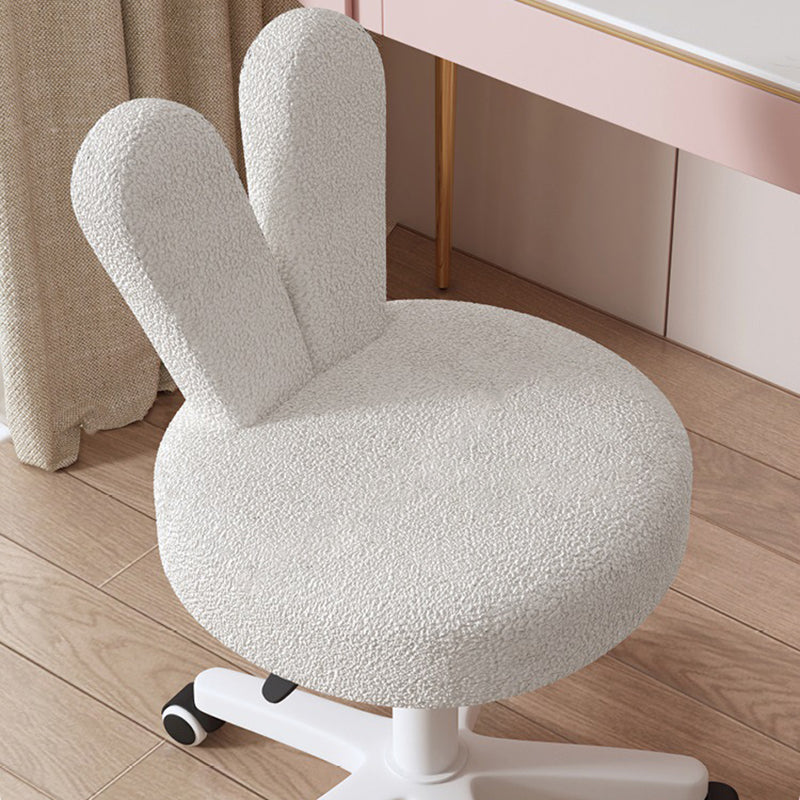 Contemporary Creative Round Rabbit Shape Backrest Lambswool Metal Frame Vanity Stool For Bedroom