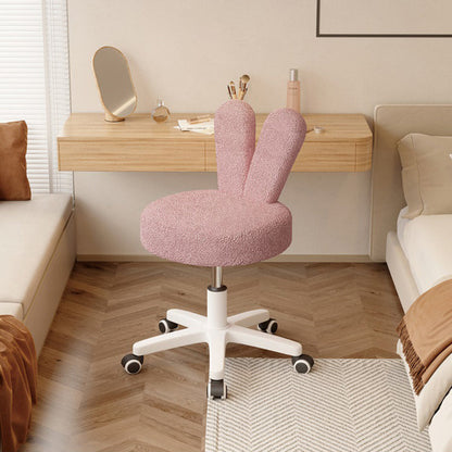 Contemporary Creative Round Rabbit Shape Backrest Lambswool Metal Frame Vanity Stool For Bedroom