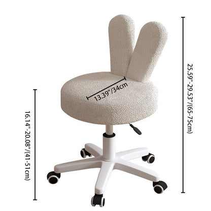 Contemporary Creative Round Rabbit Shape Backrest Lambswool Metal Frame Vanity Stool For Bedroom