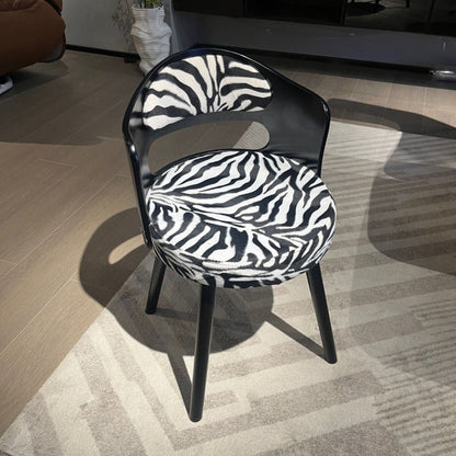 Contemporary Retro Swivel Round Upholstered Wood Frame Fabric Vanity Stool Backrest For Bedroom