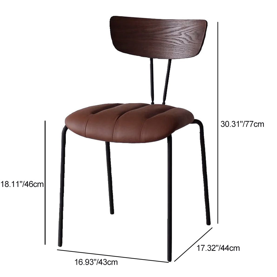 Contemporary Nordic Round Striped Upholstered Wood Faux Leather Metal Frame Dining Chair Backrest For Dining Room