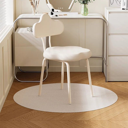 Modern Minimalist Cream Cloud Upholstered Faux Leather Metal Frame Vanity Stool Backrest For Bedroom