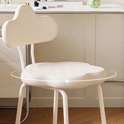 Modern Minimalist Cream Cloud Upholstered Faux Leather Metal Frame Vanity Stool Backrest For Bedroom