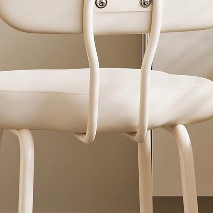 Modern Minimalist Cream Cloud Upholstered Faux Leather Metal Frame Vanity Stool Backrest For Bedroom