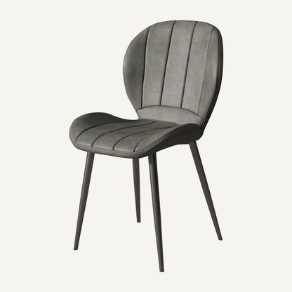Contemporary Nordic Shell Shape Striped PU Leather Metal Dining Chair Backrest For Dining Room