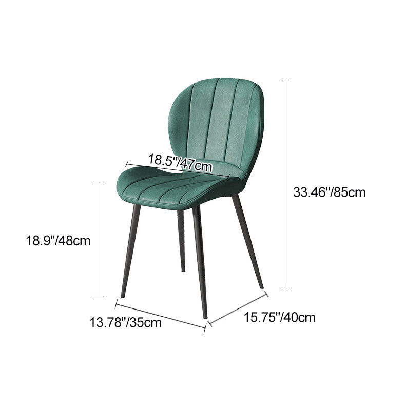 Contemporary Nordic Shell Shape Striped PU Leather Metal Dining Chair Backrest For Dining Room