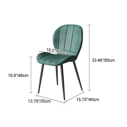 Contemporary Nordic Shell Shape Striped PU Leather Metal Dining Chair Backrest For Dining Room
