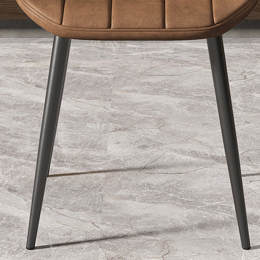 Contemporary Nordic Shell Shape Striped PU Leather Metal Dining Chair Backrest For Dining Room