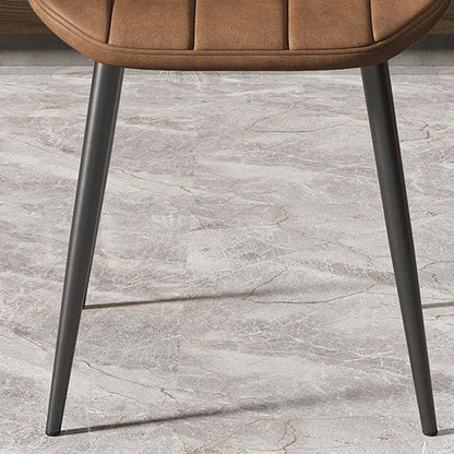 Contemporary Nordic Shell Shape Striped PU Leather Metal Dining Chair Backrest For Dining Room