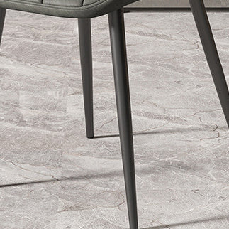 Contemporary Nordic Shell Shape Striped PU Leather Metal Dining Chair Backrest For Dining Room