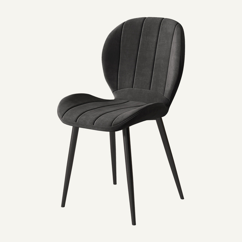 Contemporary Nordic Shell Shape Striped PU Leather Metal Dining Chair Backrest For Dining Room