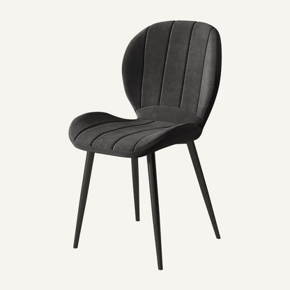 Contemporary Nordic Shell Shape Striped PU Leather Metal Dining Chair Backrest For Dining Room