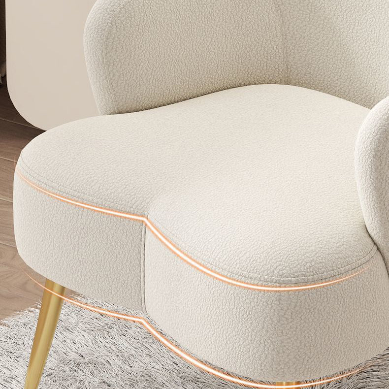 Contemporary Creative Cream Lambswool Upholstered Metal Vanity Stool Backrest Armrest For Bedroom