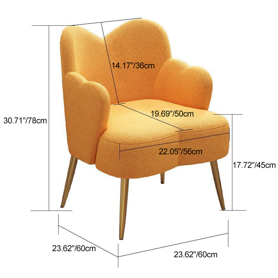 Contemporary Creative Cream Lambswool Upholstered Metal Vanity Stool Backrest Armrest For Bedroom