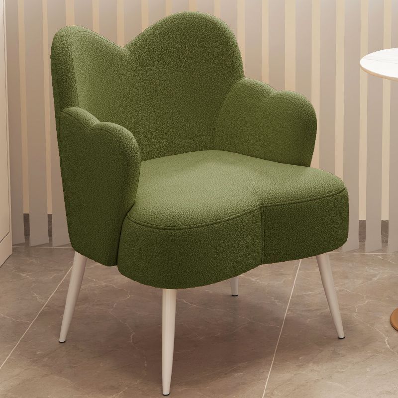 Contemporary Creative Cream Lambswool Upholstered Metal Vanity Stool Backrest Armrest For Bedroom