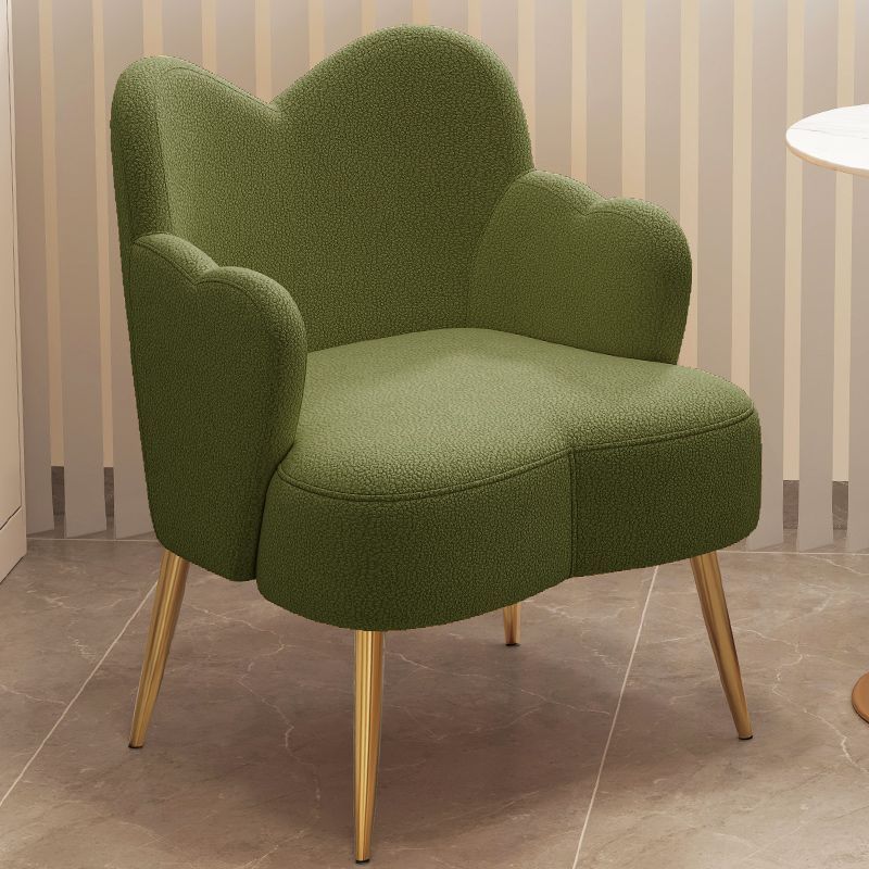 Contemporary Creative Cream Lambswool Upholstered Metal Vanity Stool Backrest Armrest For Bedroom