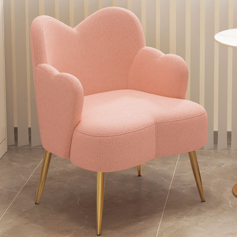 Contemporary Creative Cream Lambswool Upholstered Metal Vanity Stool Backrest Armrest For Bedroom