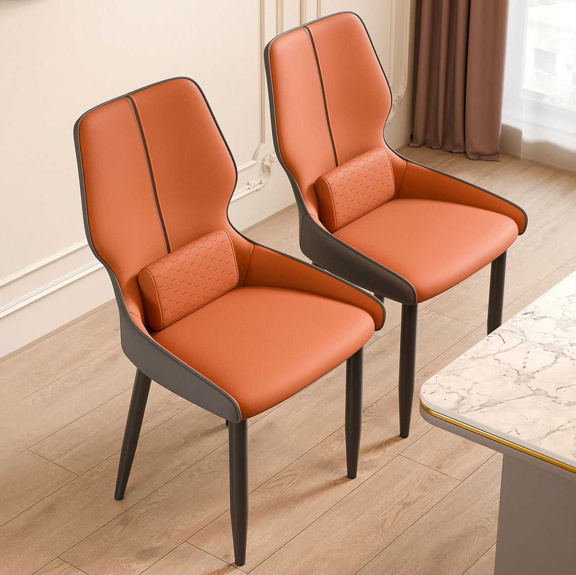 Modern Luxury Cat Paw Leather Stainless Steel Dining Chair Backrest For Dining Room