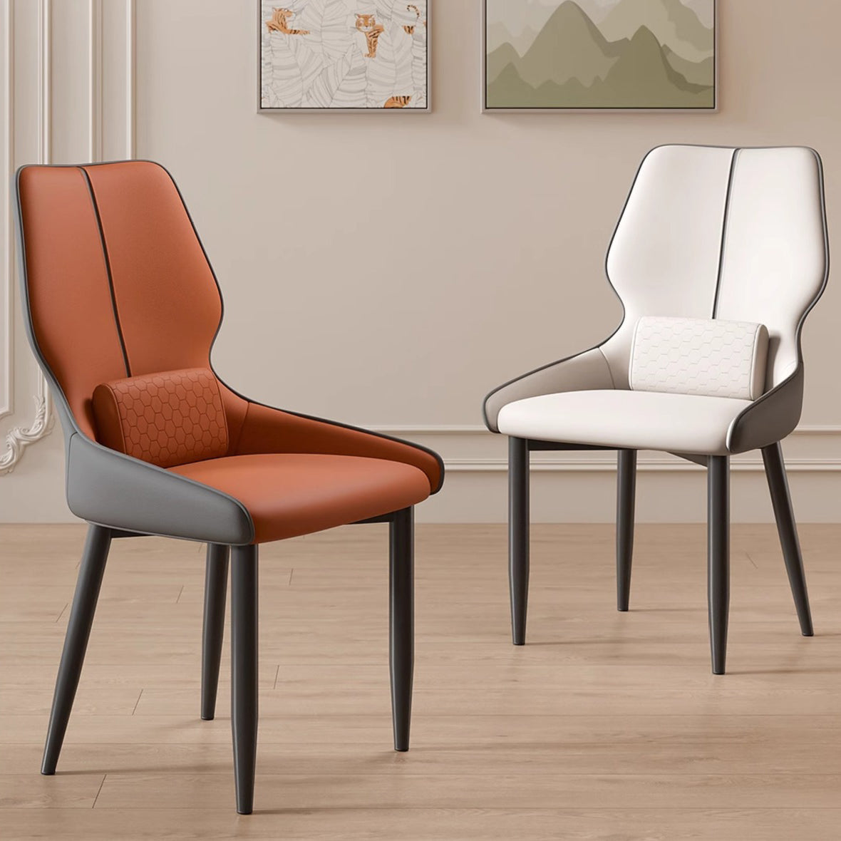 Modern Luxury Cat Paw Leather Stainless Steel Dining Chair Backrest For Dining Room