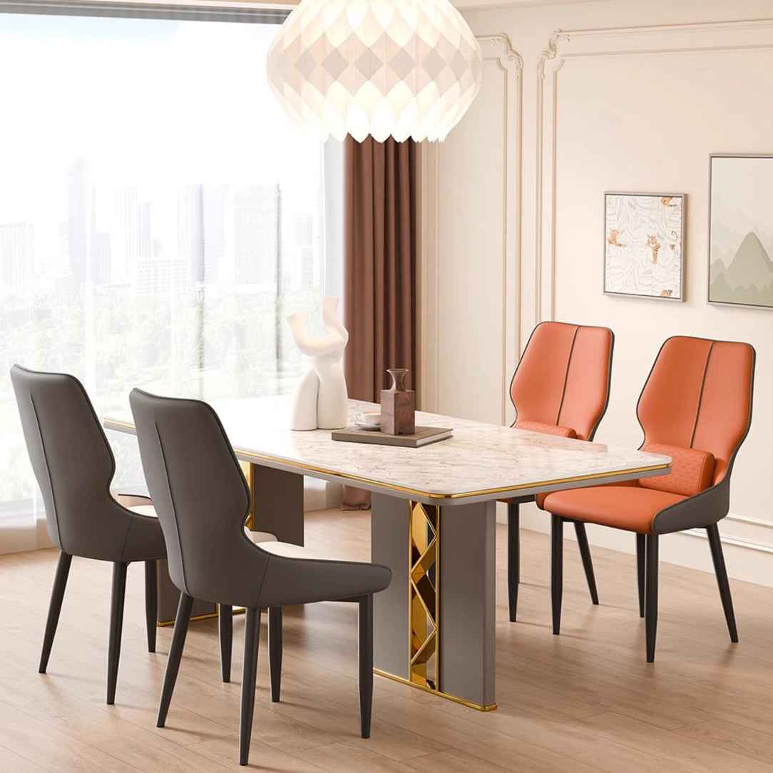 Modern Luxury Cat Paw Leather Stainless Steel Dining Chair Backrest For Dining Room