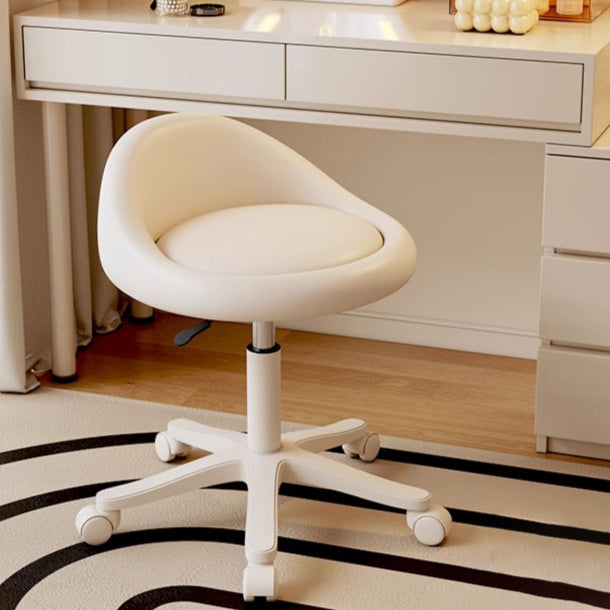 Modern Minimalist Round Upholstered  Microfiber Leather Hardware Vanity Stool Movable Liftable For Bedroom