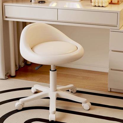 Modern Minimalist Round Upholstered  Microfiber Leather Hardware Vanity Stool Movable Liftable For Bedroom