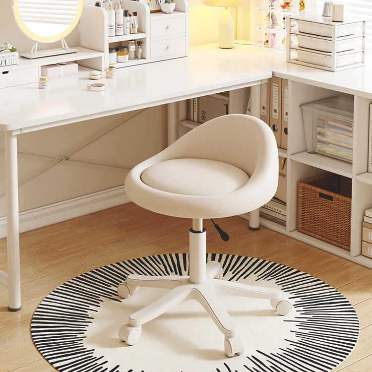 Modern Minimalist Round Upholstered  Microfiber Leather Hardware Vanity Stool Movable Liftable For Bedroom